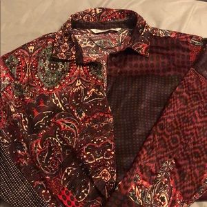 ZARA RED PAISLEY PATCHWORK BLOUSE